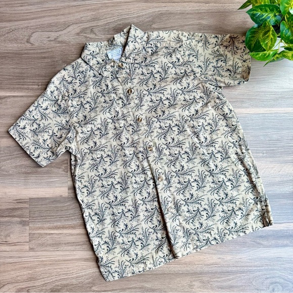 Jennifer Moore Vintage 100% Cotton Button-Down Style Black Beige Shirt Size S - Picture 1 of 8